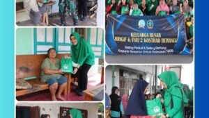 Prajurit Brigif 6/TSB/2 Kostrad bersama Persit memberikan paket sembako kepada warga Desa Triyagan Sukoharjo dalam kegiatan bakti sosial jelang Ramadhan