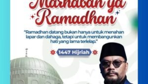 ​Poster ucapan Selamat Menjalankan Ibadah Puasa Ramadhan 1447 H oleh Edy Jauw, Ketua Perindo Maluku Utara dan Anggota DPRD Halbar.