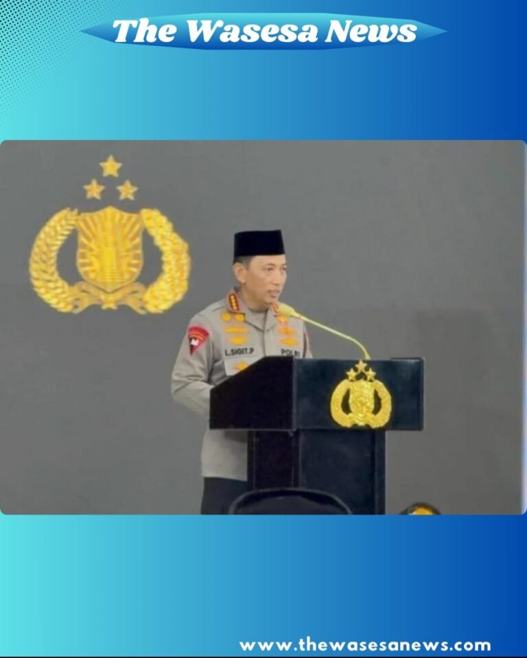 Kapolri Jenderal Polisi Listyo Sigit Prabowo saat menyampaikan sambutan dalam acara buka puasa bersama insan media di Rupatama Mabes Polri Jakarta Selatan, Rabu (25/2/2026).