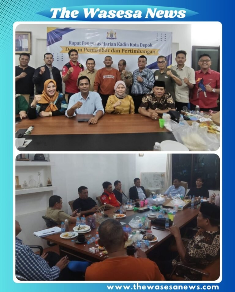 Acara pengembalian SK kepengurusan Kadin Kota Depok 2021-2026, dengan hadirin termasuk H. Miftah Munandar dan perwakilan Kadin Jawa Barat di Kantor Kadin Kota Depok