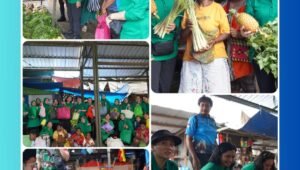 Ketua Persit KCK Daerah XVIII/Kasuari Ny. Mevi Christian K. Tehuteru bersama pengurus berbelanja di lapak Mama Papua di Pasar Wosi Manokwari sebagai dukungan ekonomi lokal