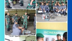 Mayjen TNI Hendy Antariksa, Pangdam I/BB, sedang meninjau proses pembuatan incinerator di Workshop Bengrah Paldam I/BB Medan