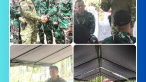 Pangdam XII/Tpr Mayjen TNI Novi Rubadi Sugito bersama prajurit Yonif 643/Wns saat kunjungan di Perbatasan RI-PNG Kabupaten Keerom Papua