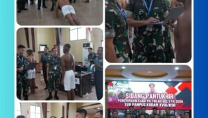 Mayjen TNI Christian Kurnianto Tehuteru, Pangdam XVIII/Kasuari, memberikan arahan dalam Sidang Pemilihan Caba PK TNI AD Gelombang I 2026 di Aula Makodam Manokwari