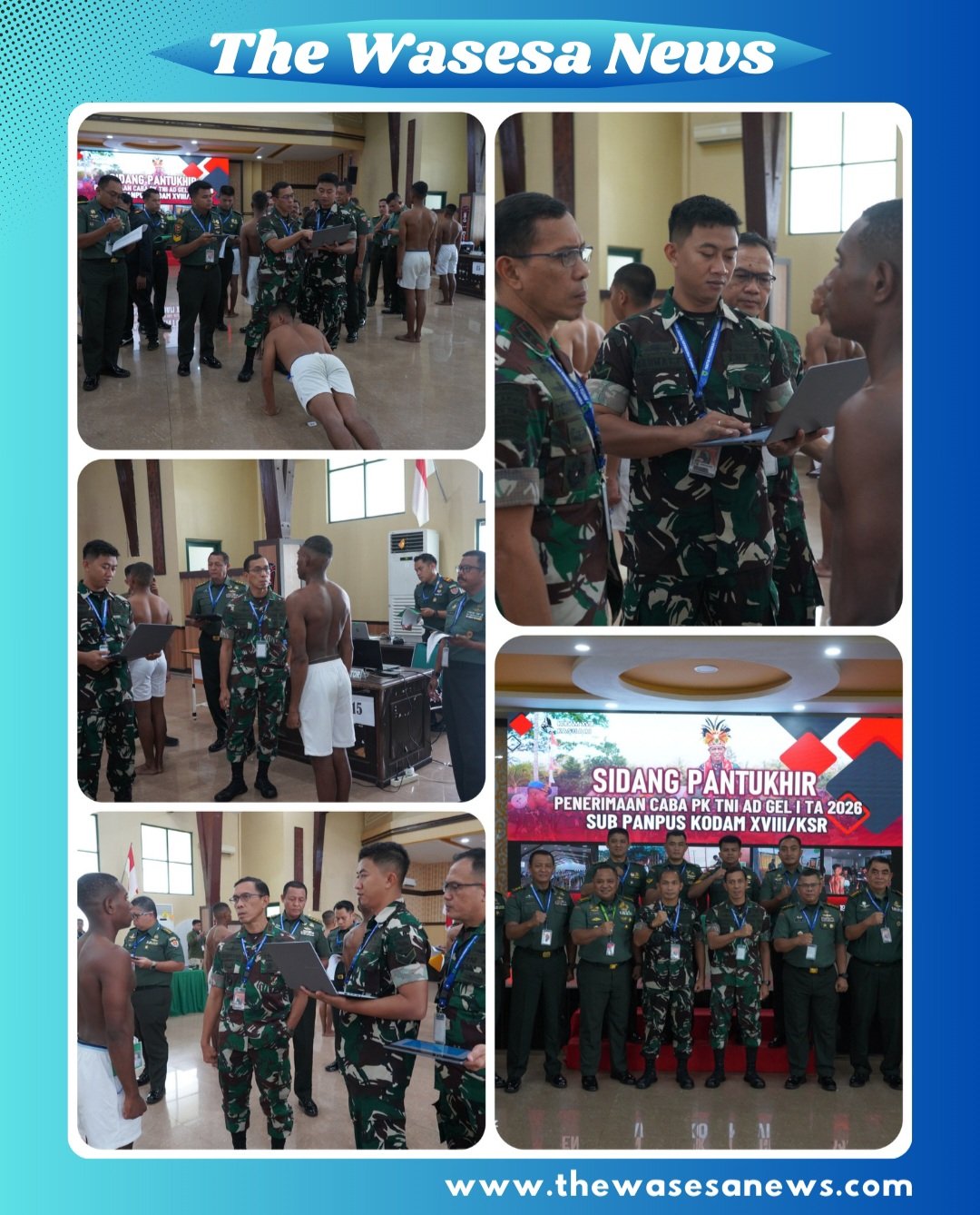 Mayjen TNI Christian Kurnianto Tehuteru, Pangdam XVIII/Kasuari, memberikan arahan dalam Sidang Pemilihan Caba PK TNI AD Gelombang I 2026 di Aula Makodam Manokwari