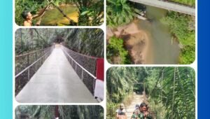 Personel Kodim 0209/LB bersama masyarakat setempat melakukan pengecekan akhir struktur Jembatan Gantung Perintis setelah perbaikan selesai di Desa Sampean, Labuhanbatu Selatan
