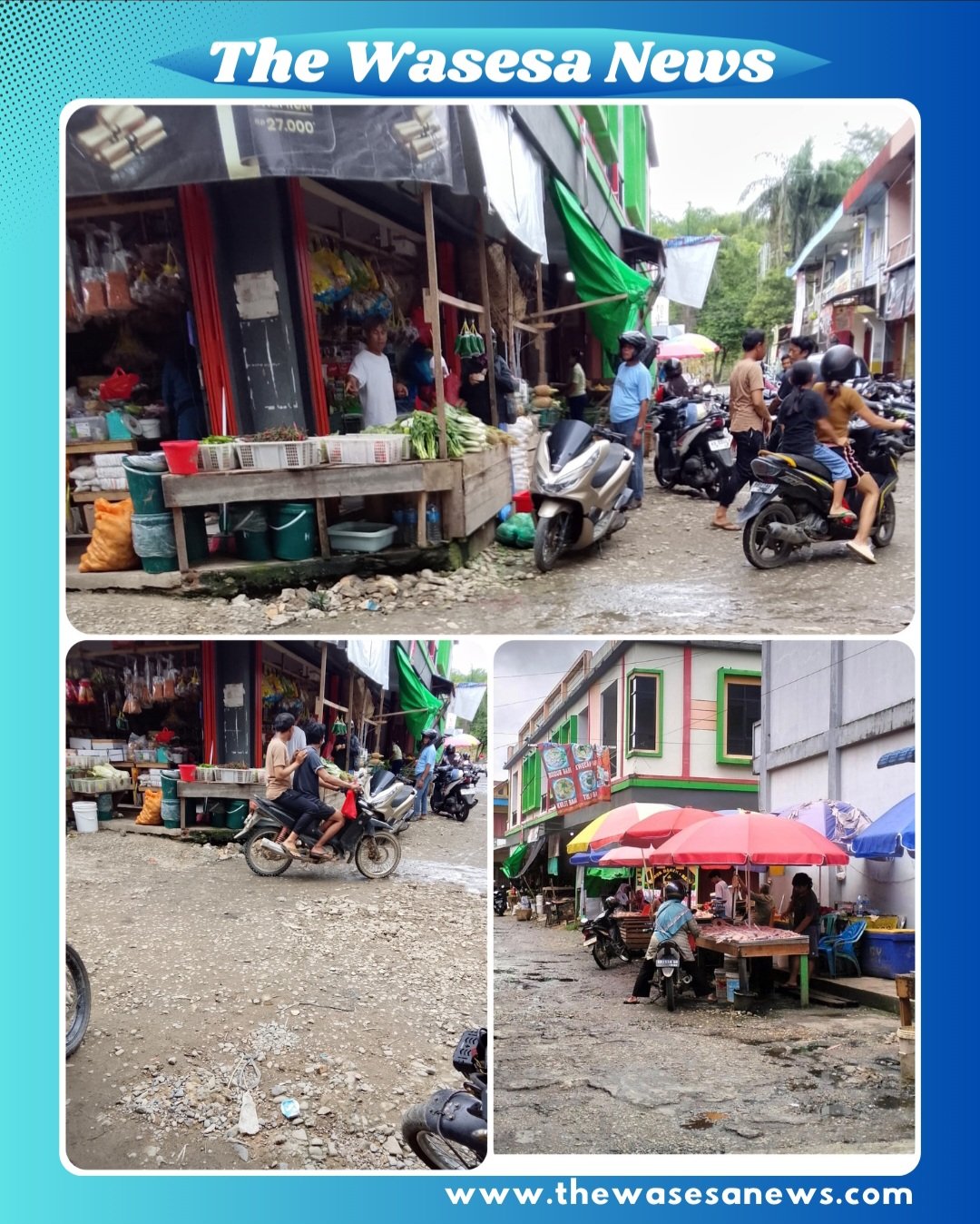 Suasana Pasar Teratai Bengkayang jelang hari raya dengan berbagai komoditas sembako yang mengalami kenaikan harga