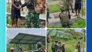 TNI melalui Satgas Pamtas Kewilayahan Yonif 521/DY lakukan kegiatan Komsos di Distrik Kobakma.