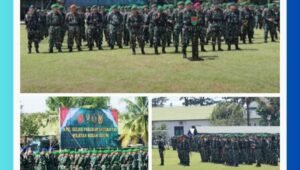 Para prajurit dan pejabat utama Kodam XXI/Radin Inten mengikuti apel siaga 1 yang diadakan di Lapangan Satlog Kodam XXI/Radin Inten, Bandar Lampung, Sabtu (7/3/2026). Acara bertujuan antisipasi dampak dinamika situasi global terhadap stabilitas keamanan nasional.