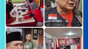 Wakil Walikota Depok Chandra Rahmansyah berbincang dengan peserta kegiatan cek kesehatan gratis yang diselenggarakan PDI Perjuangan Kota Depok