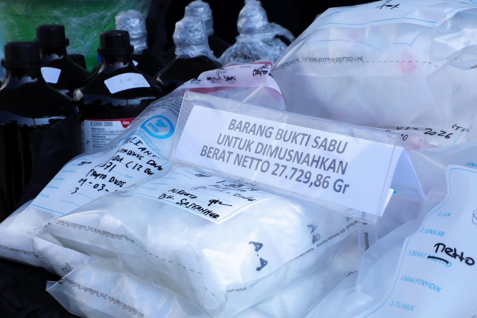 Barang Bukti Narkotika Yang Dimusnahkan. - thewasesanews.com