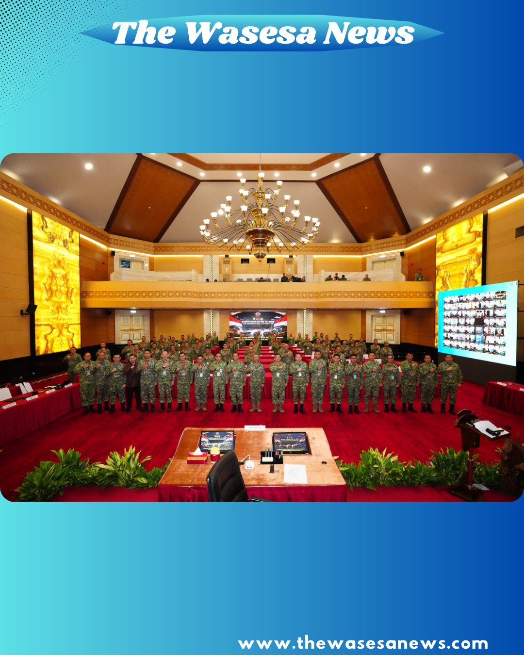 Kasum TNI Letjen TNI Richard Tampubolon foto bersama peserta Rakor Komlek TNI 2026 di Mabes TNI - Thewasesanews