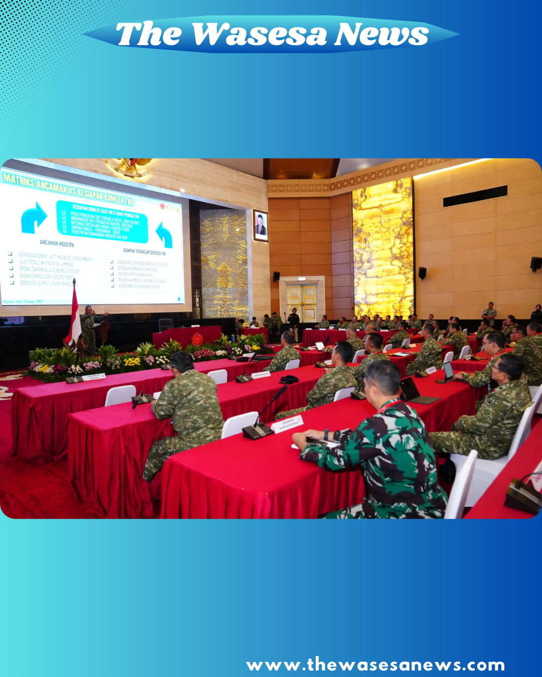 Paparan Matriks Ancaman vs Kesiapan Komlek TNI pada Rakor Komlek TNI 2026 yang dibuka oleh Kasum TNI - Thewasesanews