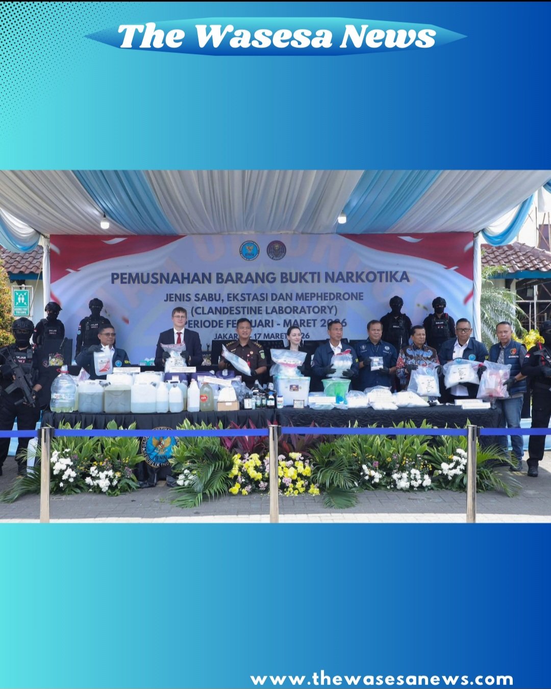 BNN gelar Pemusmahan Naramg Bukti Narkotika sebanyak 35 Kg hasil ungkap kasus Lab Rusia di Bali - Kurir Udara. - thewasesanews.com