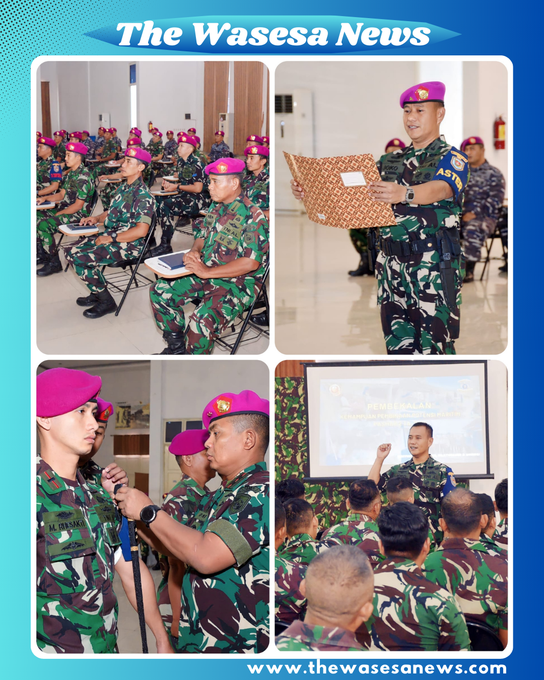 Suasana pembukaan Acara Pembekalan Kemampuan Pembinaan Potensi Maritim TW I TA 2026 di Graha Gafur Chalik Mako Pasmar 2 Kesatrian Moekijat Gedangan, Sidoarjo.