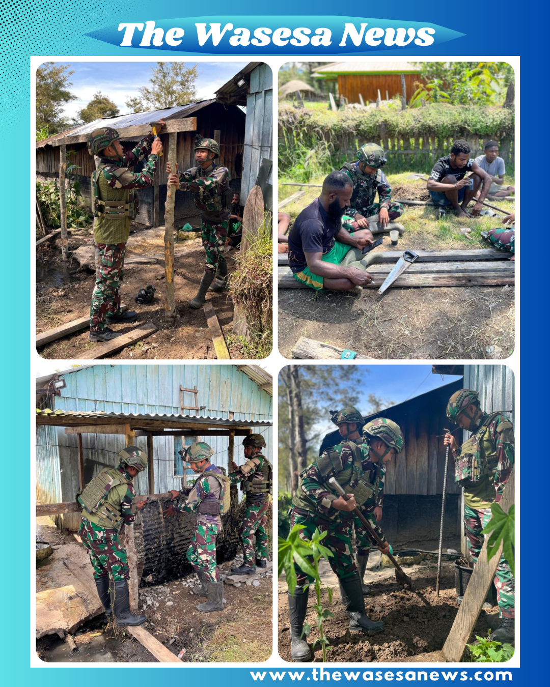 Aksi Satgas Yonif 521/DY bangun kamar mandi di Papua.