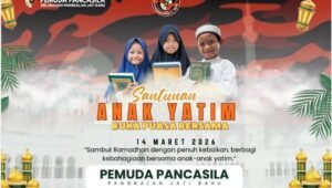 Baliho kegiatan santunan anak yatim Pemuda Pancasila Pangkalan Jati Baru Depok. - thewasesanews.com