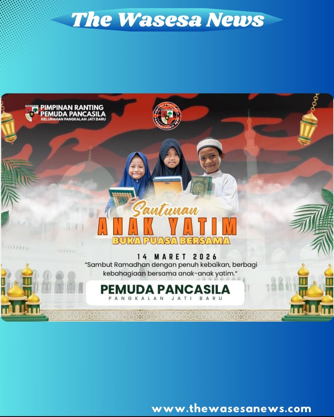 Baliho kegiatan santunan anak yatim Pemuda Pancasila Pangkalan Jati Baru Depok. - thewasesanews.com