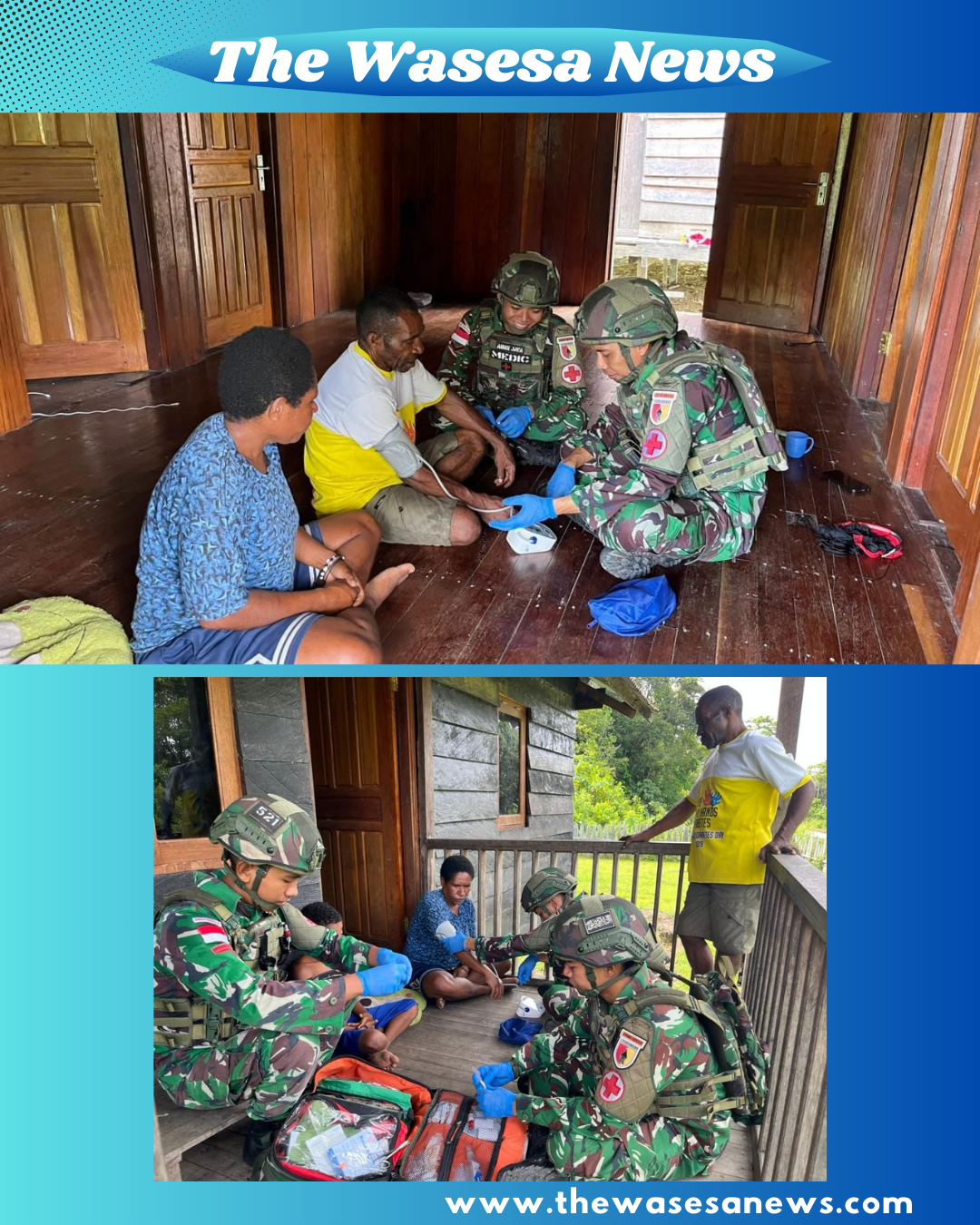 Prajurit Satgas Yonif 521/DY periksa tensi darah warga Muaranawa Papua secara door-to-door - thewasesanews.com