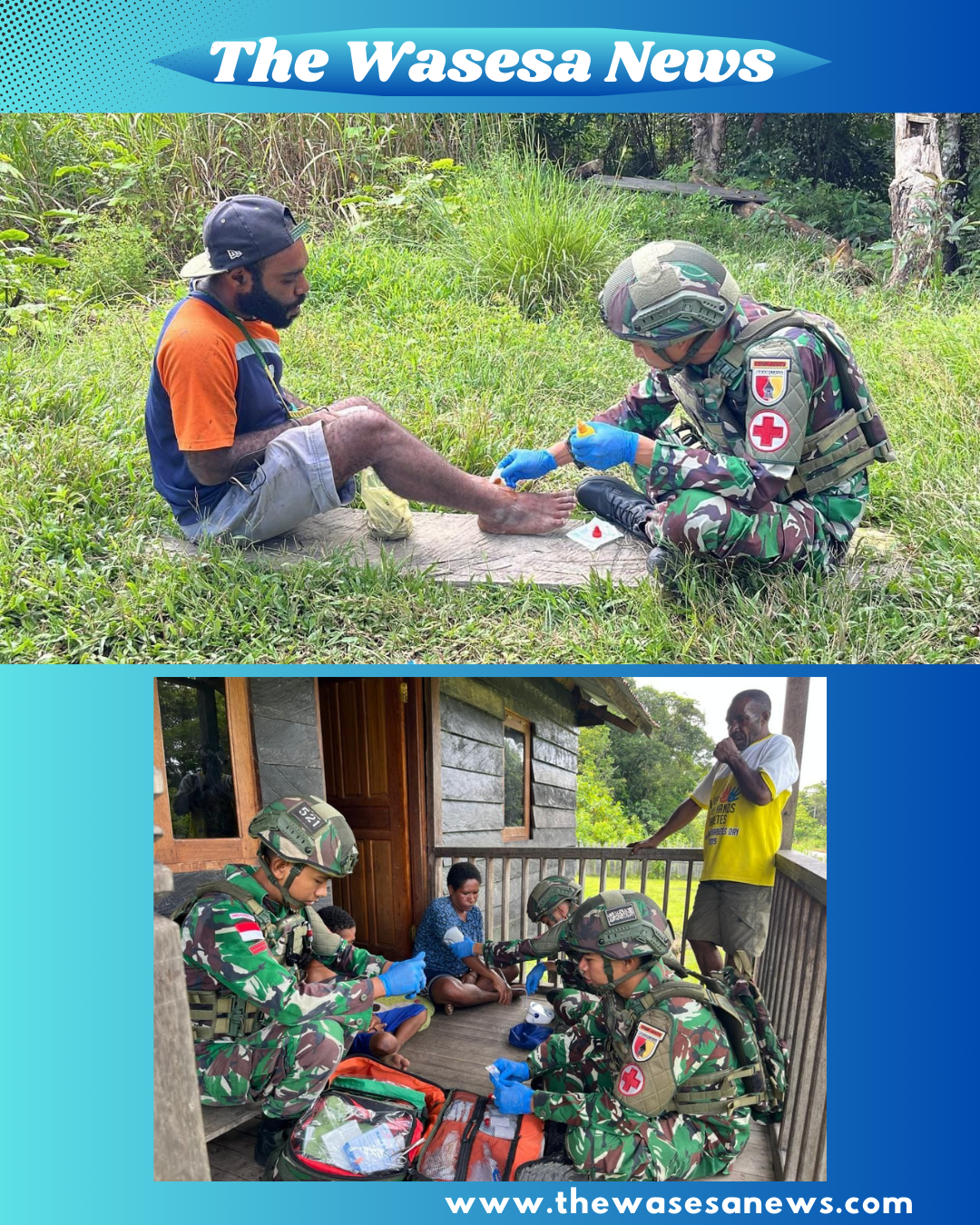 Prajurit Satgas Yonif 521/DY obati luka warga dan periksa tensi di Kampung Muaranawa - thewasesanews.com