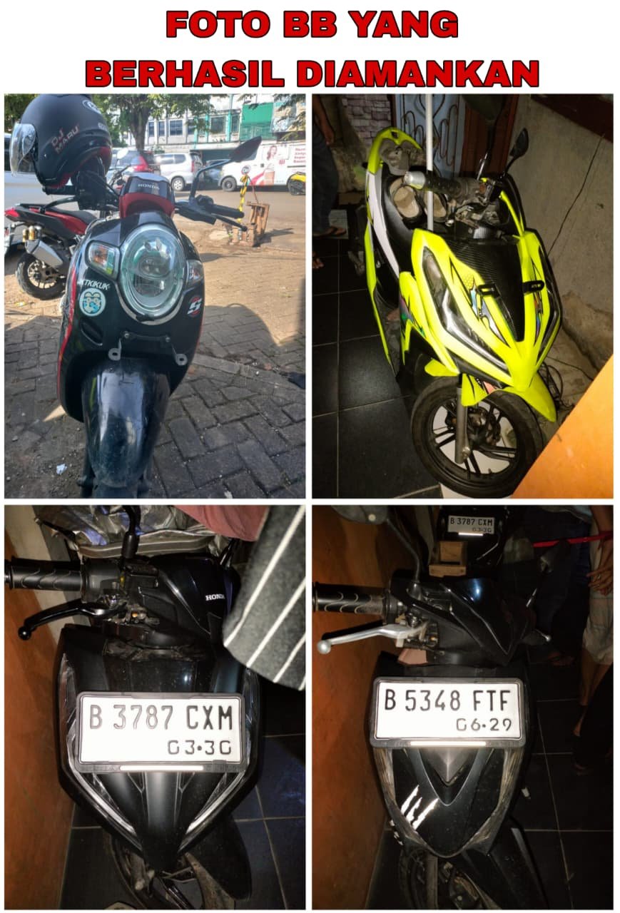 Foto sejumlah sepeda motor dan mobil barang bukti hasil kejahatan Komplotan Curanmor Tangerang Dibekuk tim gabungan Polres Metro Tangerang Kota pada 11 April 2026. - thewasesanews.com