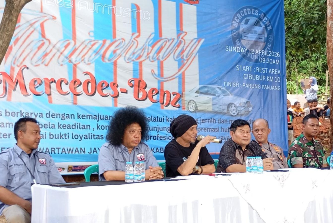 Suasana akrab Halal Bihalal FWJI Bogor Raya LBH Pisau bersama Camat dan Kapolsek Parung Panjang dalam rangka Anniversary Mercy W202. - thewasedanews.com