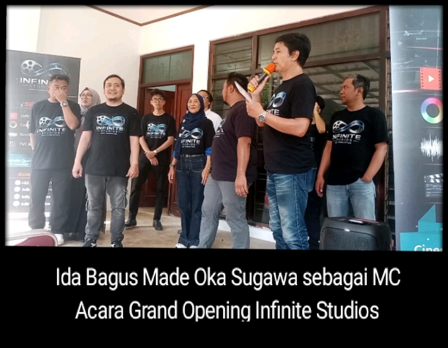 Ida Bagus Oka Sebagau MC di acara Launching Infinite Studios Post Productions. - thewasesanews.com