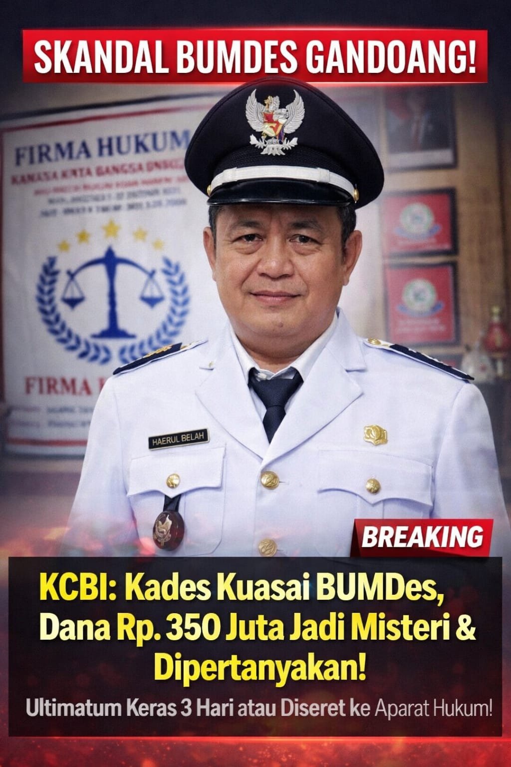  Dokumen laporan LSM KCBI terkait dugaan penyimpangan dana BUMDes Gandoang Bogor sebesar 350 juta rupiah. - thewasesanews.com