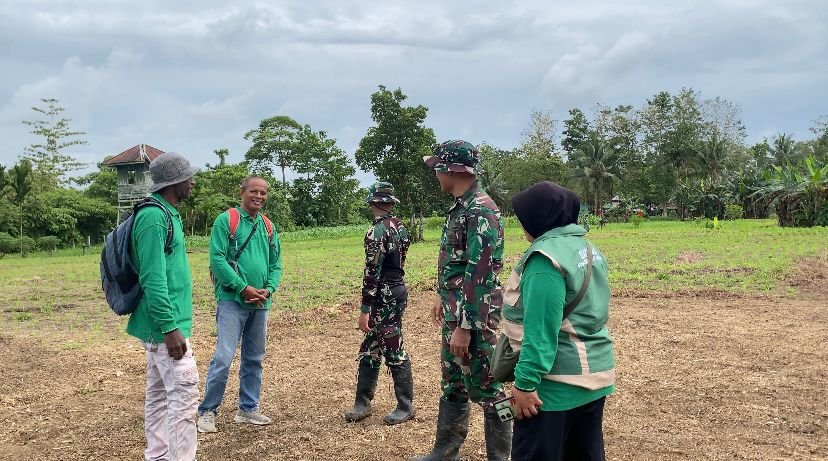 Personil Satgas Yonif 643 Wns bersama masyarakat dan BPP Keerom melakukan penanaman jagung swadaya di Distrik Mannem guna dukung ketahanan pangan. - thewasedanews.com