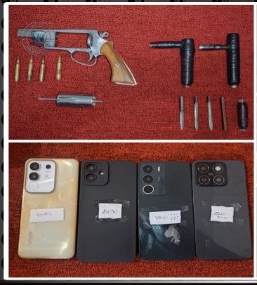 Tim Opsnal Polsek Jatiuwung dan Polres Metro Tangerang Kota amankan senjata api rakitan dan peluru dari empat pelaku curanmor asal Lampung. - thewasedsnews.com