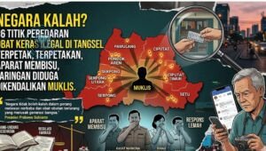Infografis dugaan 36 titik peredaran obat keras ilegal tipe G di Tangerang Selatan yang diduga dikendalikan jaringan berinisial M. - thewasesanews.com