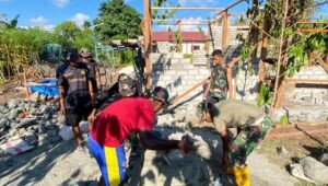 Satgas TMMD ke-128 Kodim 1801 Manokwari Percepat Pembangunan RTLH di Kampung Tanah Rubuh Papua Barat. - thewasesanews.com