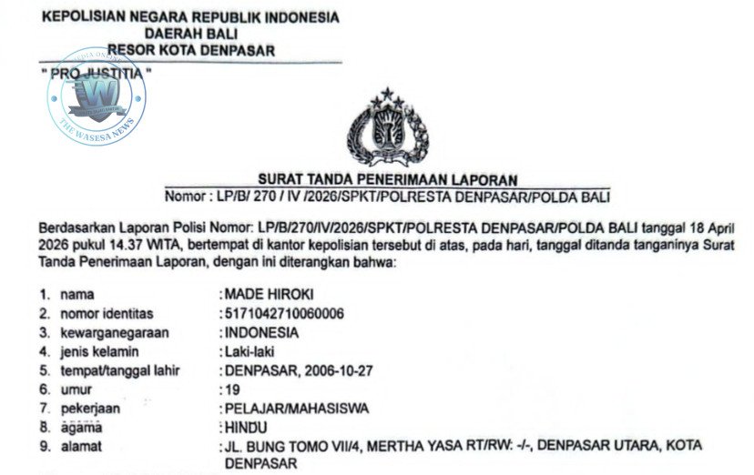 Made Hiroki Pemilik Aksara Bali Property Laporkan Dugaan KDRT ke Polresta Denpasar Desak Pihak Luar Tak Intervensi. - thewasesanews.com