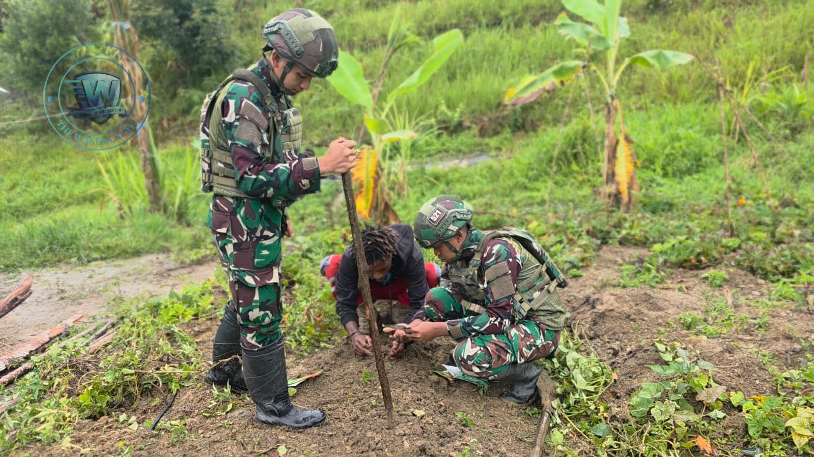 Satgas Pamtas Yonif 521 DY Perkuat Ketahanan Pangan Papua Pegunungan Bagikan Bibit Pertanian di Distrik Eragayam. - thewasesanews.com