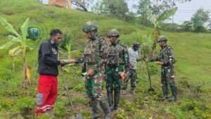 Satgas Pamtas Yonif 521 DY Perkuat Ketahanan Pangan Papua Pegunungan Bagikan Bibit Pertanian di Distrik Eragayam. - thewasesanews.com