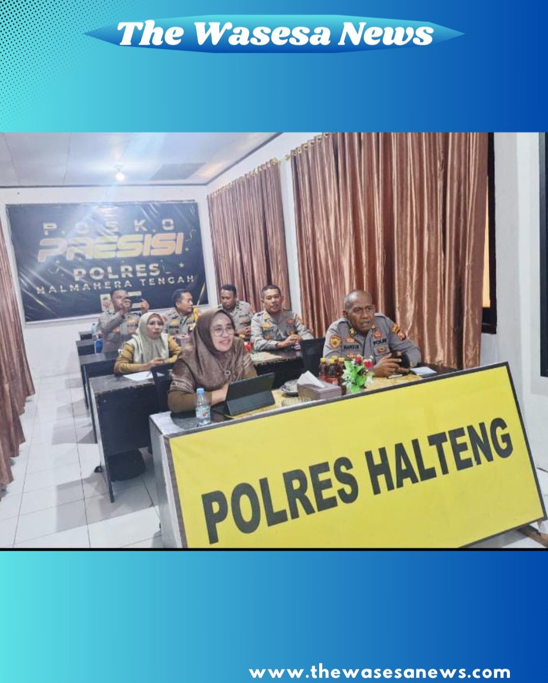 Kabag SDM Polres Halteng saat mengikuti Zoom Meeting antisipasi fenomena El Nino Godzilla bersama Wakapolri. - thewasesanews.com