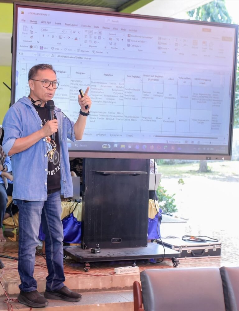 Bupati Halmahera Tengah Ikram Malan Sangadji saat memimpin Musrenbang RKPD 2027 bersama jajaran OPD di Desa Banemo. - thewasesanews.com