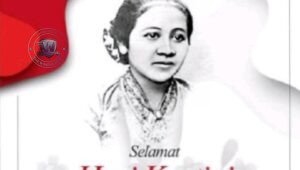Poster ucapan Selamat Hari Kartini 21 April 2026 dari Redaksi The Wasesa News dengan latar belakang foto Raden Ajeng Kartini. - thewasesanews.com