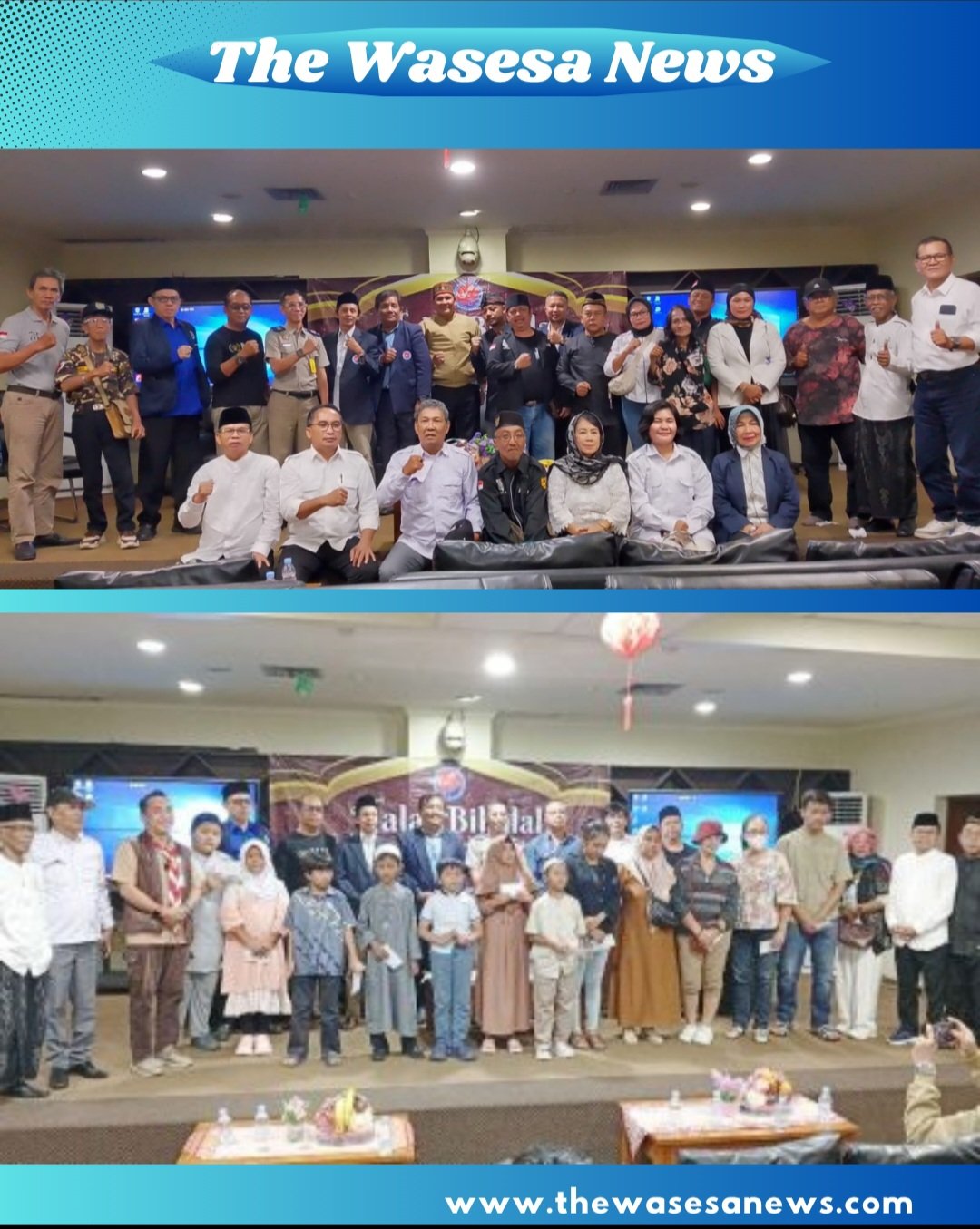Jajaran pengurus PWOIN Kota Depok bersama Ketua Umum DPP Harun saat acara santunan anak yatim dan halalbihalal di Aula Perpustakaan Depok. - thewasesanews.com