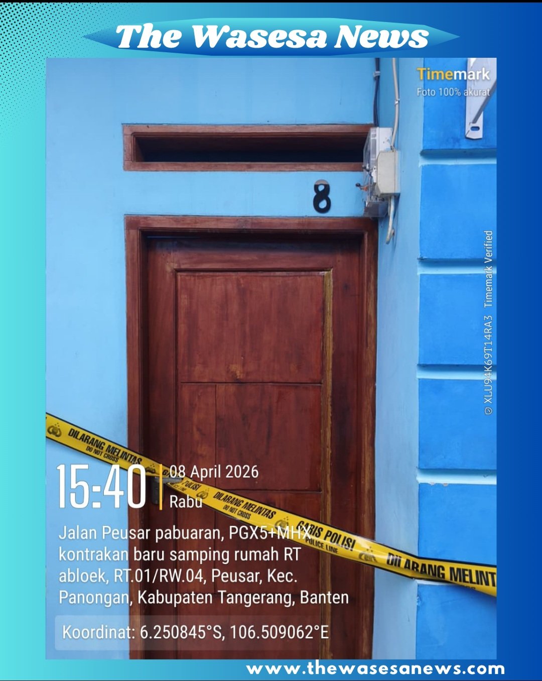 Anggota jajaran Polsek Panongan saat melakukan olah TKP penemuan jenazah di sebuah kontrakan di wilayah Kecamatan Panongan, Kabupaten Tangerang. - thewasesanews.com