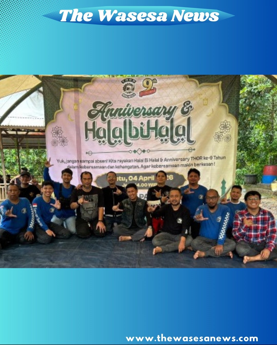 Seluruh anggota komunitas THOR JNE lintas chapter saat berfoto bersama anak-anak yatim dalam acara perayaan Anniversary ke-9 di Padarincang, Banten. - thewasesanews.com