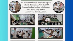 Suasana khidmat doa bersama anak-anak yatim dan pengurus Yayasan Alpha Indonesia dalam balutan kasih sayang asma Allah. - thewasesanews.com