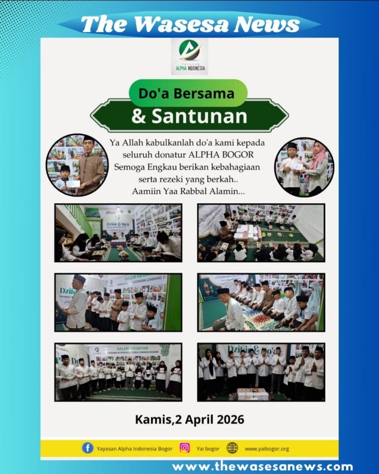 Suasana khidmat doa bersama anak-anak yatim dan pengurus Yayasan Alpha Indonesia dalam balutan kasih sayang asma Allah. - thewasesanews.com