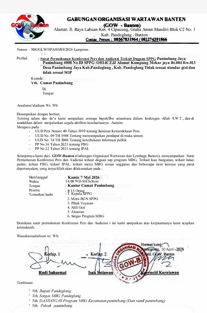 GWI Pantau Audiensi GOW Banten Soal Dugaan MBG Panimbang Jaya. - thewasesanews.com
