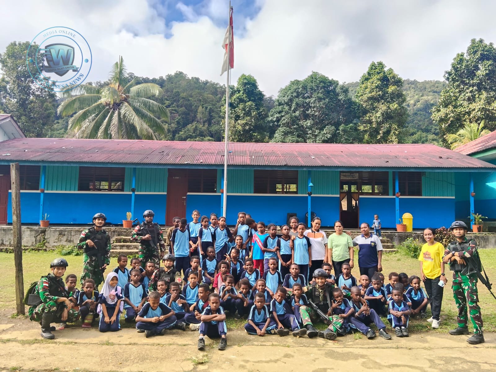 Satgas Yonif 410 Alugoro Gelar Senam Gembira di SD Inpres Kiruru Papua. - thewasesanews.com