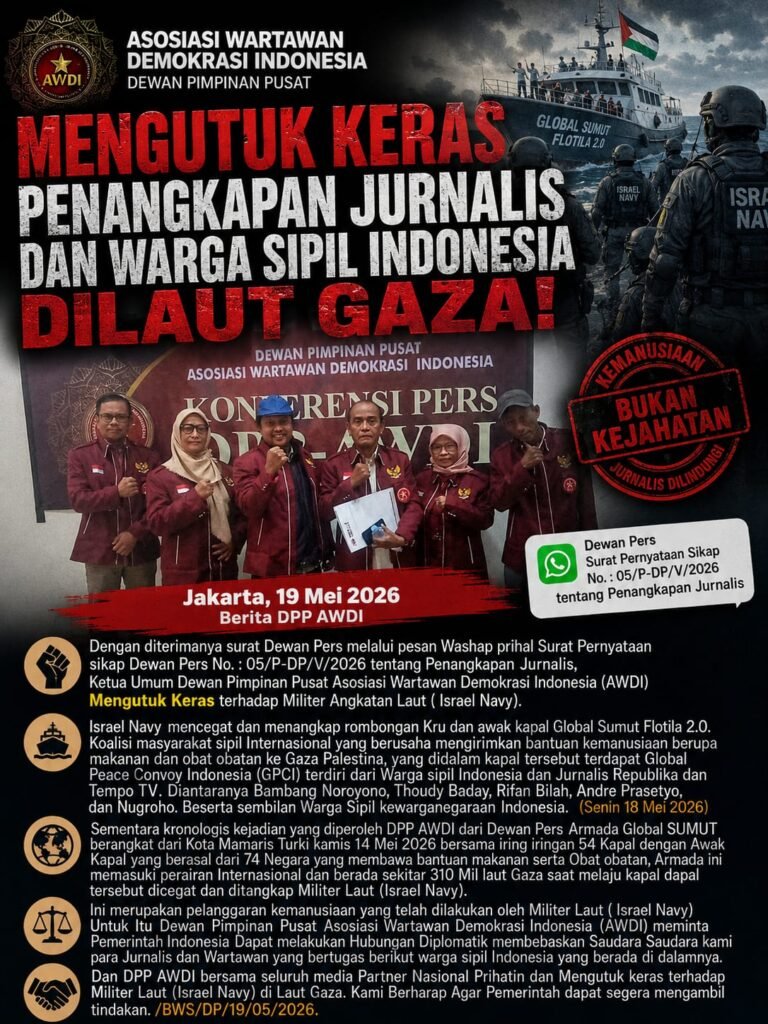 AWDI Mengutuk Keras Penangkapan Jurnalis Indonesia di Laut Gaza. - thewasesanews.com