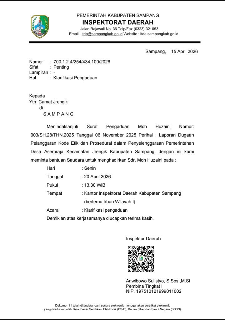Inspektorat Sampang Diduga Biarkan Skandal Korupsi Dana Desa Asem Raja. - thewasesanews.com
