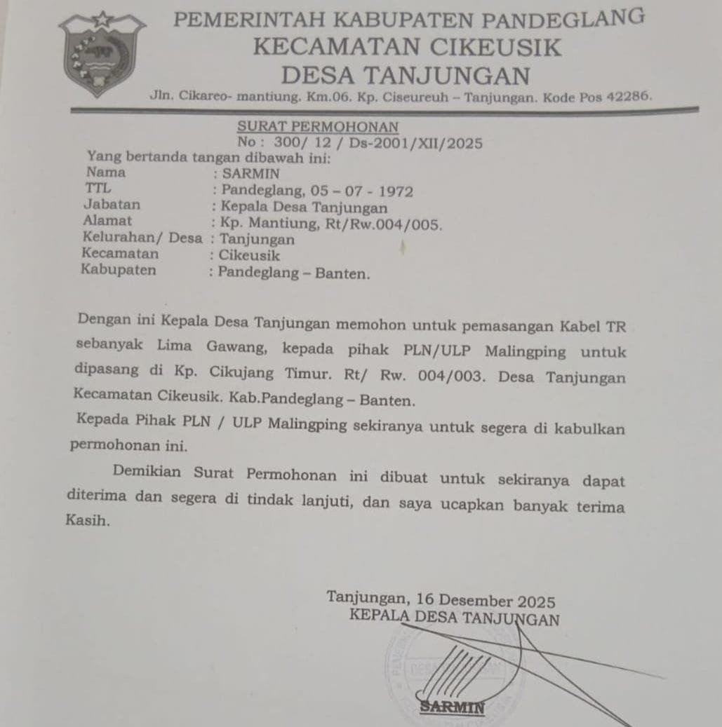 Warga Desa Tanjungan Keluhkan Lambatnya Penanganan PLN ULP Malingping. - thewasesanews.com