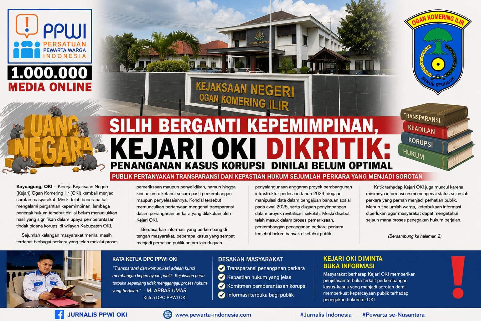 Kejari OKI Dikritik Masyarakat Penanganan Korupsi Belum Optimal. - thewasesanews.com