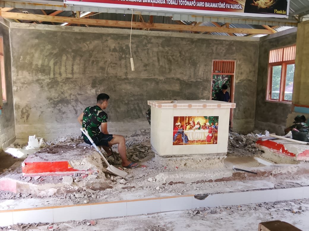 Karya Bakti TNI Rampungkan Rehab Gereja Agape di Nias Utara. - thewasesanews.com